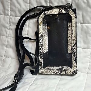 Aimee Kestenberg Leather Phone Crossbody Bag Vanilla Snake Print Mini Purse